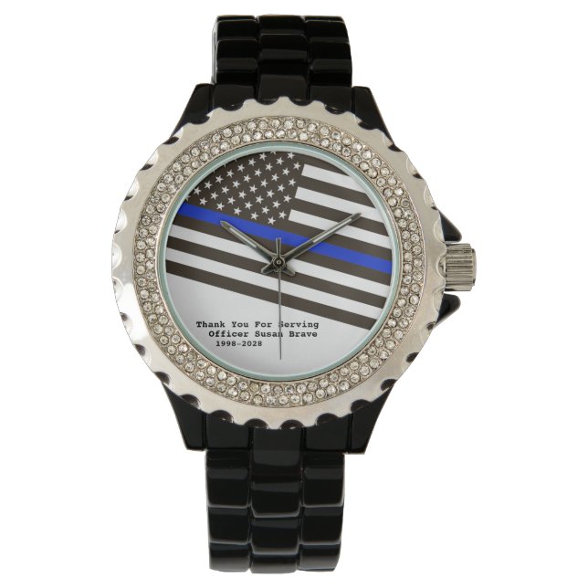 *~* Polizeibeamte für die Fahne der blauen Linie d Armbanduhr (Vorderseite)