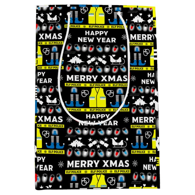 Polizeibeamte, hässlicher Weihnachtspulli Mittlere Geschenktüte (Vorderseite)