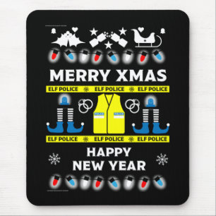 Polizeibeamte, hässlicher Weihnachtspulli Mousepad