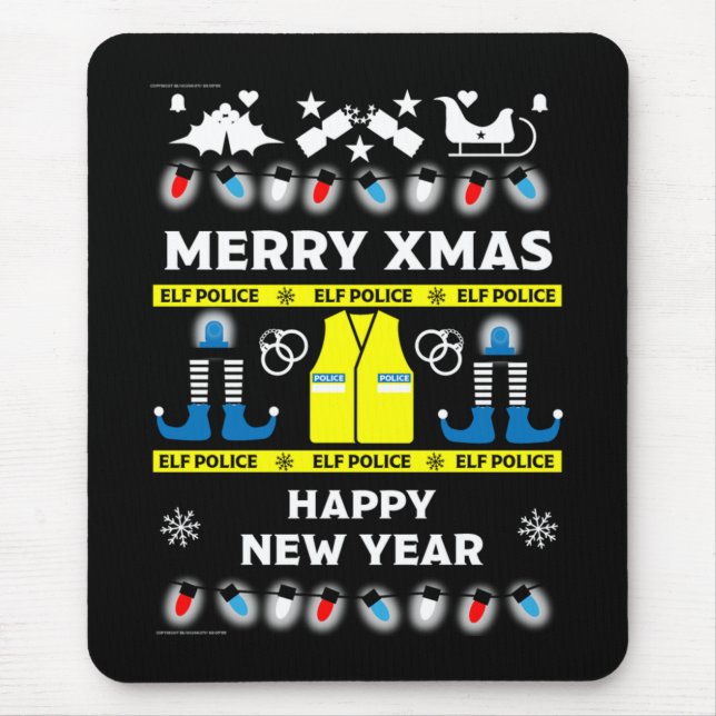 Polizeibeamte, hässlicher Weihnachtspulli Mousepad (Vorne)
