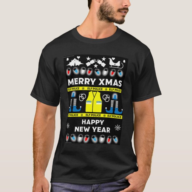 Polizeibeamte, hässlicher Weihnachtspulli T-Shirt (Vorderseite)