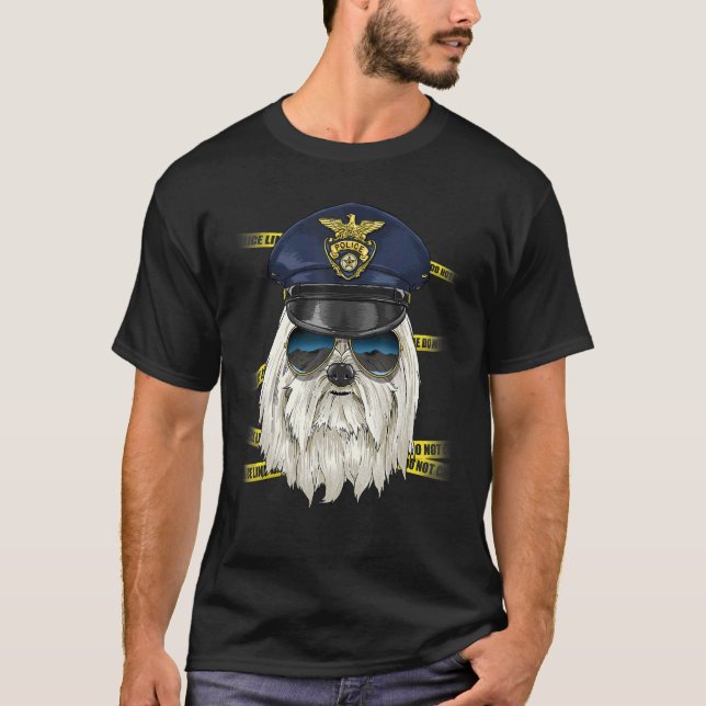 Polizeibeamte Malteser Polizist Crime Scene K9 mal T-Shirt (Vorderseite)