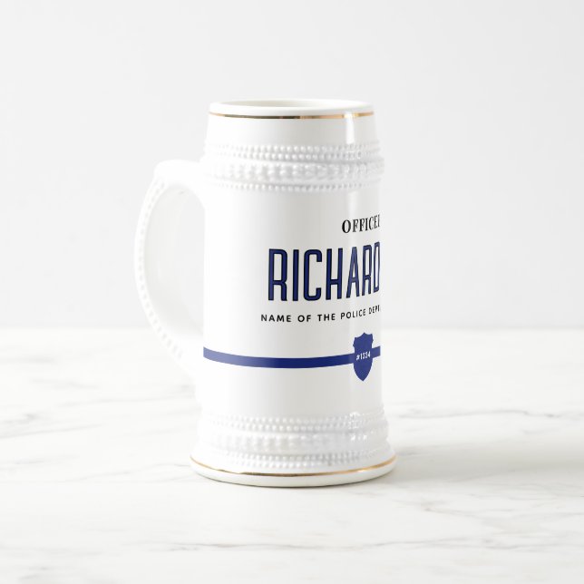 Polizeibeamte personalisiert Thin Blue Line Bierglas (Vorderseite Links)