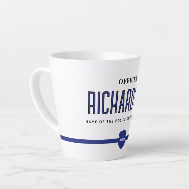 Polizeibeamte personalisiert Thin Blue Line Milchtasse (Linke Ecke)