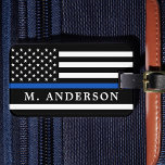 Polizeibeamte Personalisierte Thin Blue Line Gepäckanhänger<br><div class="desc">Thin Blue Line Gepäckmarke - Amerikanische Flagge in den Farben der Polizei Flag, modernes schwarz blaues Design. Personalisieren Sie Ihre Daten mit dem Namen des Polizeibeamten oder dem Familiennamen. Diese personalisierte Gepäckmarke für Polizeibeamte ist ideal für Polizei- und Strafverfolgungsfamilien und alle, die sie unterstützen. COPYRIGHT © 2020 Judy Burrows, Black...</div>