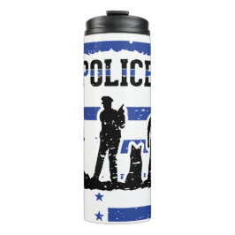 Polizeibeamte, Polizei K9, blau und weiß Thermosbecher