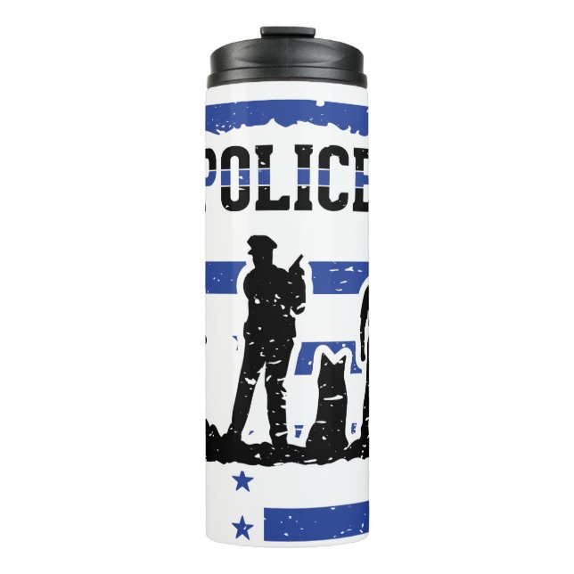 Polizeibeamte, Polizei K9, blau und weiß Thermosbecher (Vorderseite)