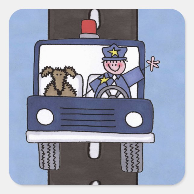 Polizeibeamte Quadratischer Aufkleber (Vorderseite)