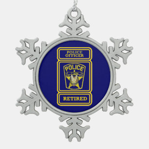 Polizeibeamte Remüdes Abzeichen Schneeflocken Zinn-Ornament