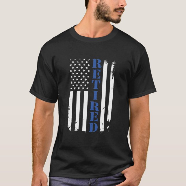 Polizeibeamte stolz Remüde Thin Blue Line Flag h T-Shirt (Vorderseite)