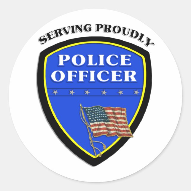 Polizeibeamte stolz runder aufkleber (Vorderseite)