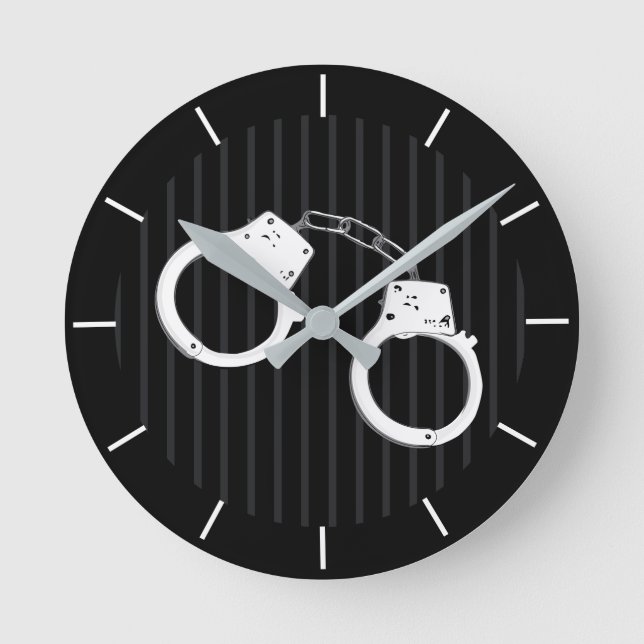 Polizeibeamte Strafverfolgungsstation Runde Wanduhr (Vorderseite)