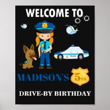 Polizeibeamte willkommen Party-Zeichen Girl-Polize