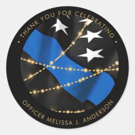 Polizeibeamter Abschluss Thin Blue Line Gefallen Runder Aufkleber