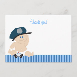 Polizeibeamter Baby Polizist Flat Vielen Dank Hinw Dankeskarte