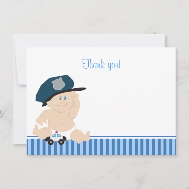 Polizeibeamter Baby Polizist Flat Vielen Dank Hinw Dankeskarte (Vorderseite)