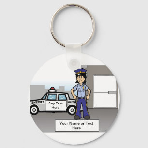 Polizeibeamter - Cartoon von PrintedPerfection.com Schlüsselanhänger