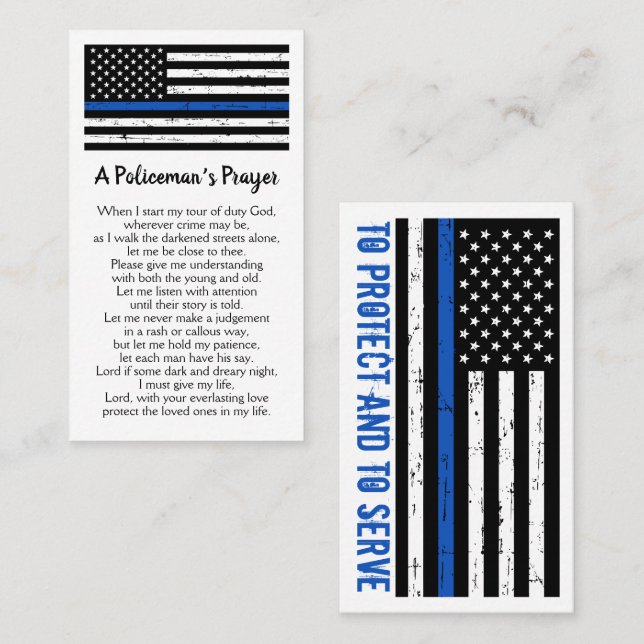 Polizeibeamter für Gebet Thin Blue Line Visitenkarte (Vorne/Hinten)