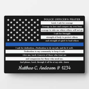 Polizeibeamter Gebet Geschenk Thin Blue Line Fotoplatte