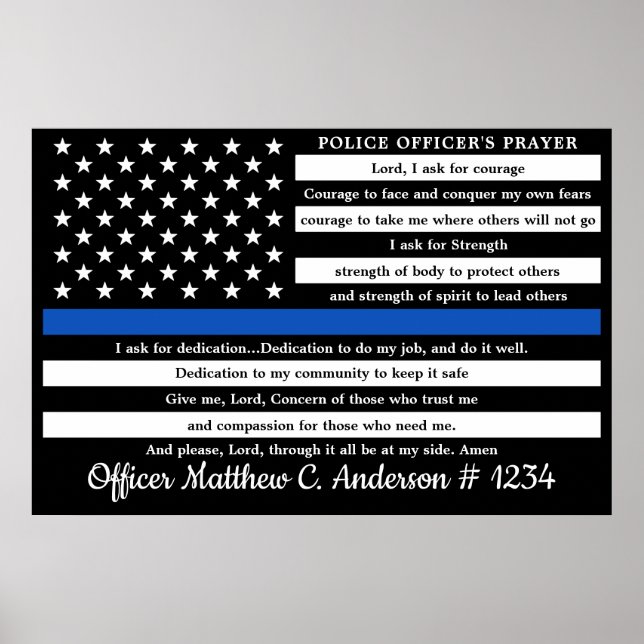 Polizeibeamter Gebet Geschenk Thin Blue Line Poster (Vorne)