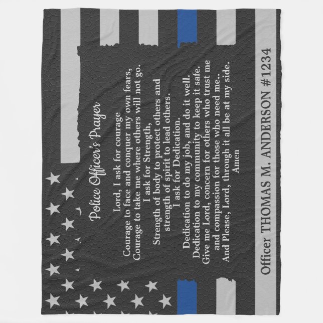 Polizeibeamter Gebet Gray Leather Thin Blue Line Fleecedecke (Vorderseite)