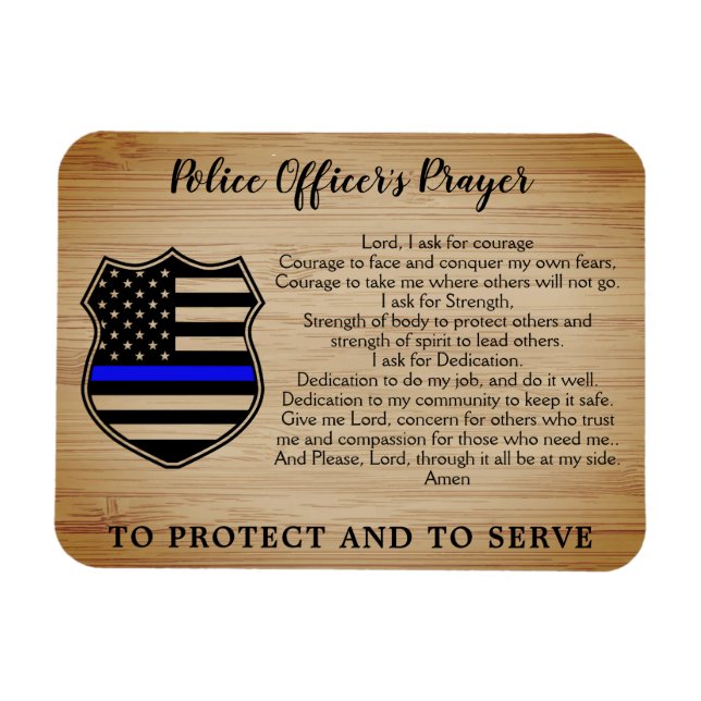 Polizeibeamter Gebet Rustic Thin Blue Line Magnet (Horizontal)