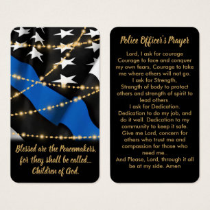 Polizeibeamter Gebetskarte Thin Blue Line Gold