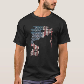 Polizeibeamter K9 Dog Shep PD American Flag Silhou T-Shirt