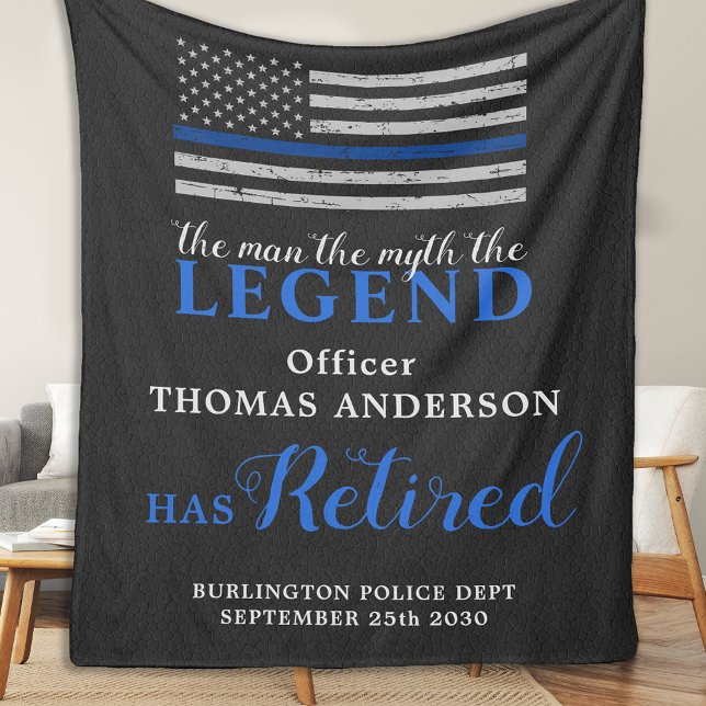 Polizeibeamter Legend Thin Blue Line Rentirement Fleecedecke (Von Creator hochgeladen)