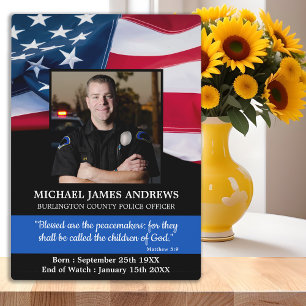 Polizeibeamter - Memorial Law Enforcement USA Flag Fotoplatte