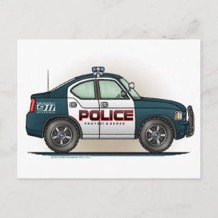 Polizeibeamter Polizist Autokarte Postkarte