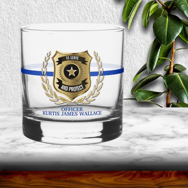 Polizeibeamter Schild Personalisiertes Rockglas Whiskyglas (Von Creator hochgeladen)