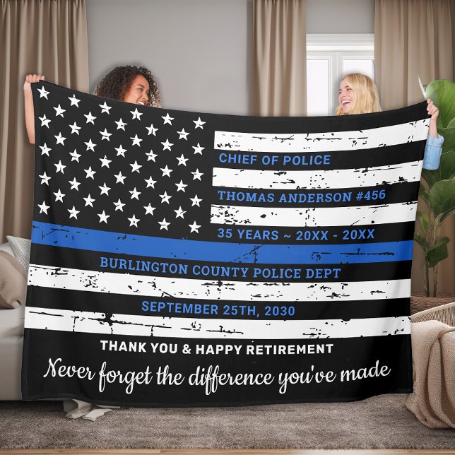 Polizeibeamter - Thin Blue Line-Flagge Fleecedecke (Von Creator hochgeladen)