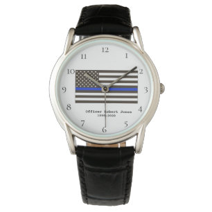 *~* Polizeibeamter Thin Blue Line Flaggenmänner Armbanduhr
