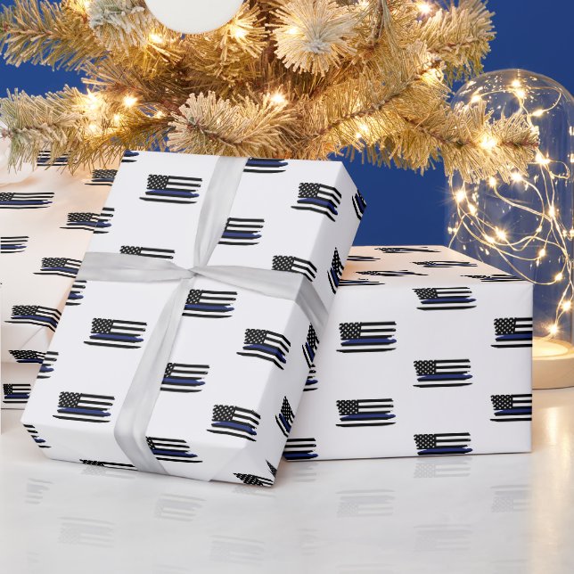 Polizeibeamter Thin Blue Line Polizist Geschenkpapier (Feiertage)
