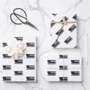 Polizeibeamter Thin Blue Line Polizist Geschenkpapier Set