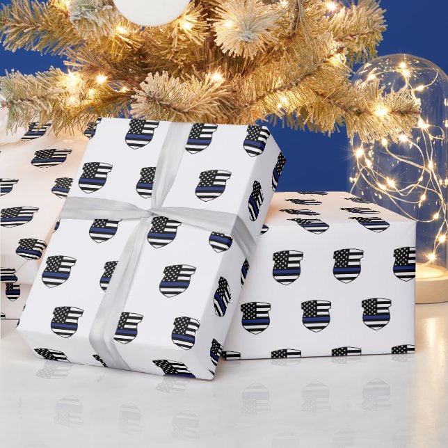 Polizeibeamter Thin Blue Line Polizist Polizeidien Geschenkpapier (Feiertage)