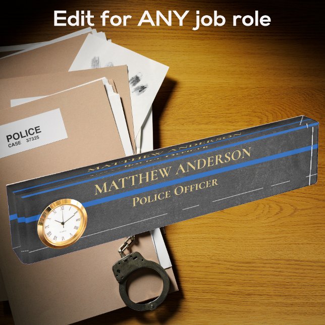 Polizeibeamter Thin Blue Line Sergeuhr Namensplakette (Von Creator hochgeladen)