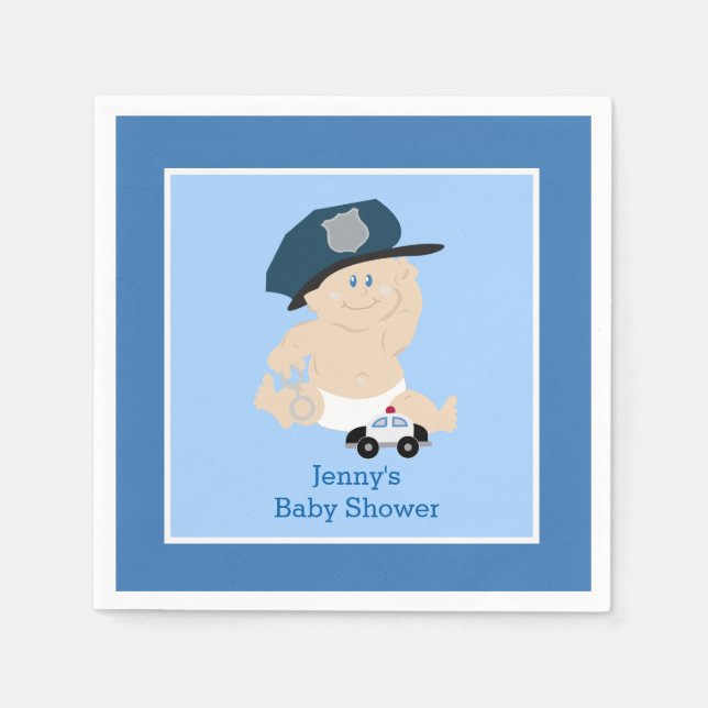 Polizeibeamtin für Baby Polizist Custom Napkin Serviette (Vorderseite)