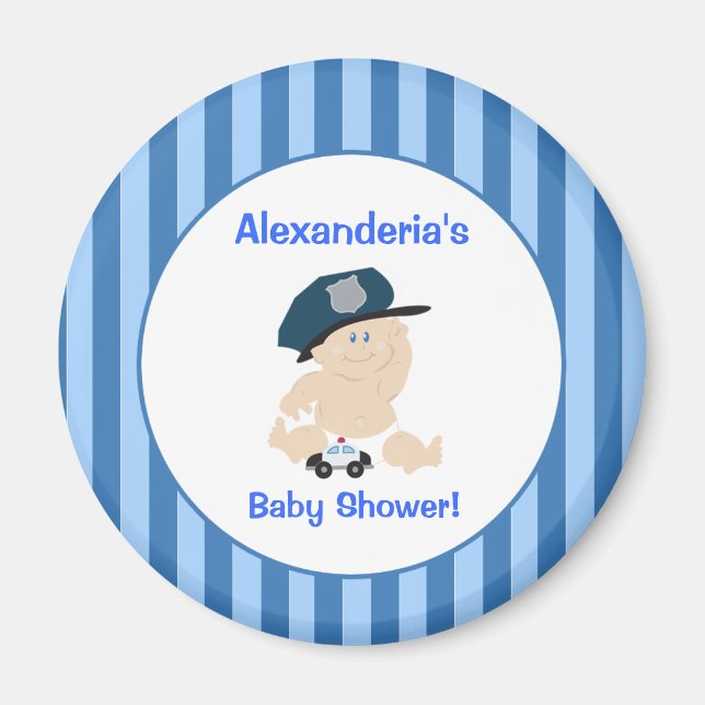 Polizeichef des Baby Polizisten Runde Custom Gevor Magnet (Vorne)