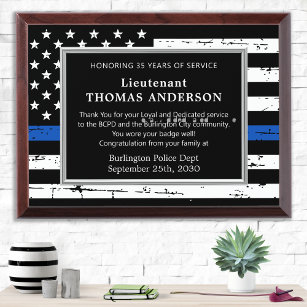Polizeidienst nach Jahren Blaue Strafverfolgung Awardplakette