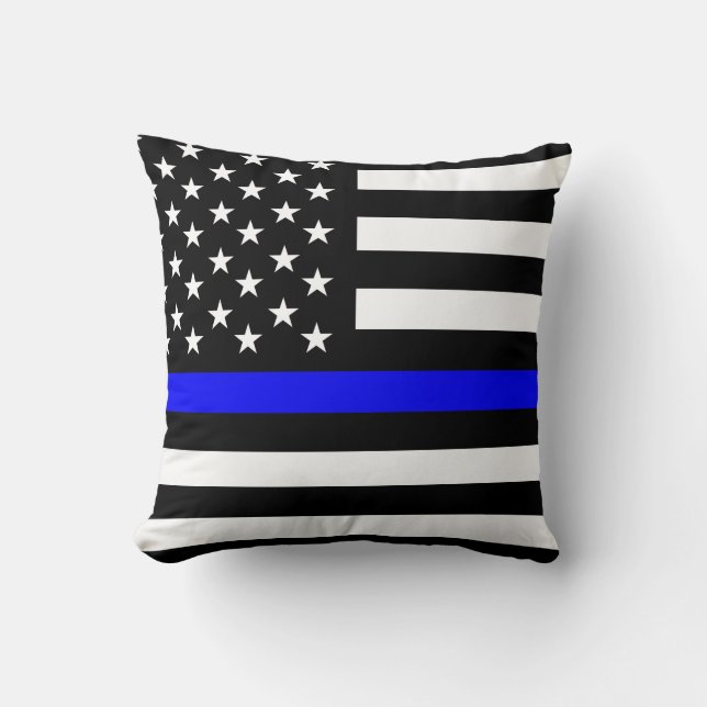 Polizeifahne blauer Linie Flagge usa vereinte Staa Kissen (Vorderseite)