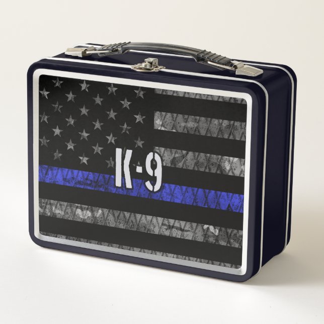 Polizeiflagge der K-9-Einheit Metall Brotdose (Vorderseite)