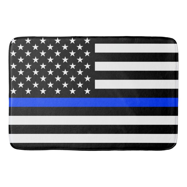 Polizeiflagge der Thin Blue Line Badematte (Vorderseite)