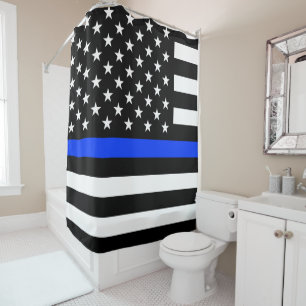 Polizeiflagge der Thin Blue Line Duschvorhang