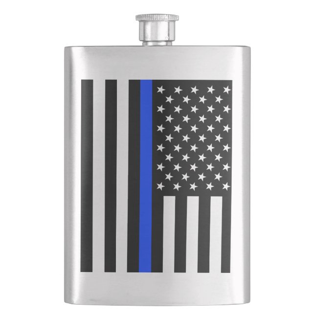 Polizeiflagge der Thin Blue Line Flachmann (Vorderseite)