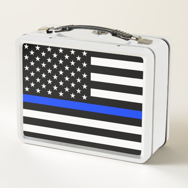 Polizeiflagge der Thin Blue Line Metall Brotdose (Rückseite)