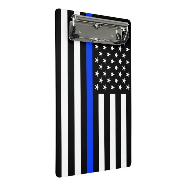 Polizeiflagge der Thin Blue Line Mini Klemmbrett (Schrägansicht)