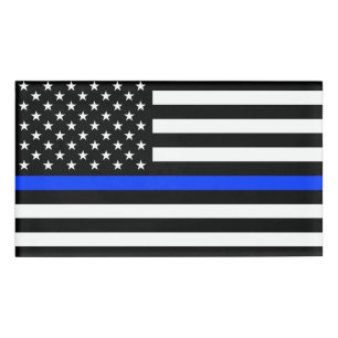 Polizeiflagge der Thin Blue Line Namenschild