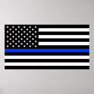 Polizeiflagge der Thin Blue Line Poster